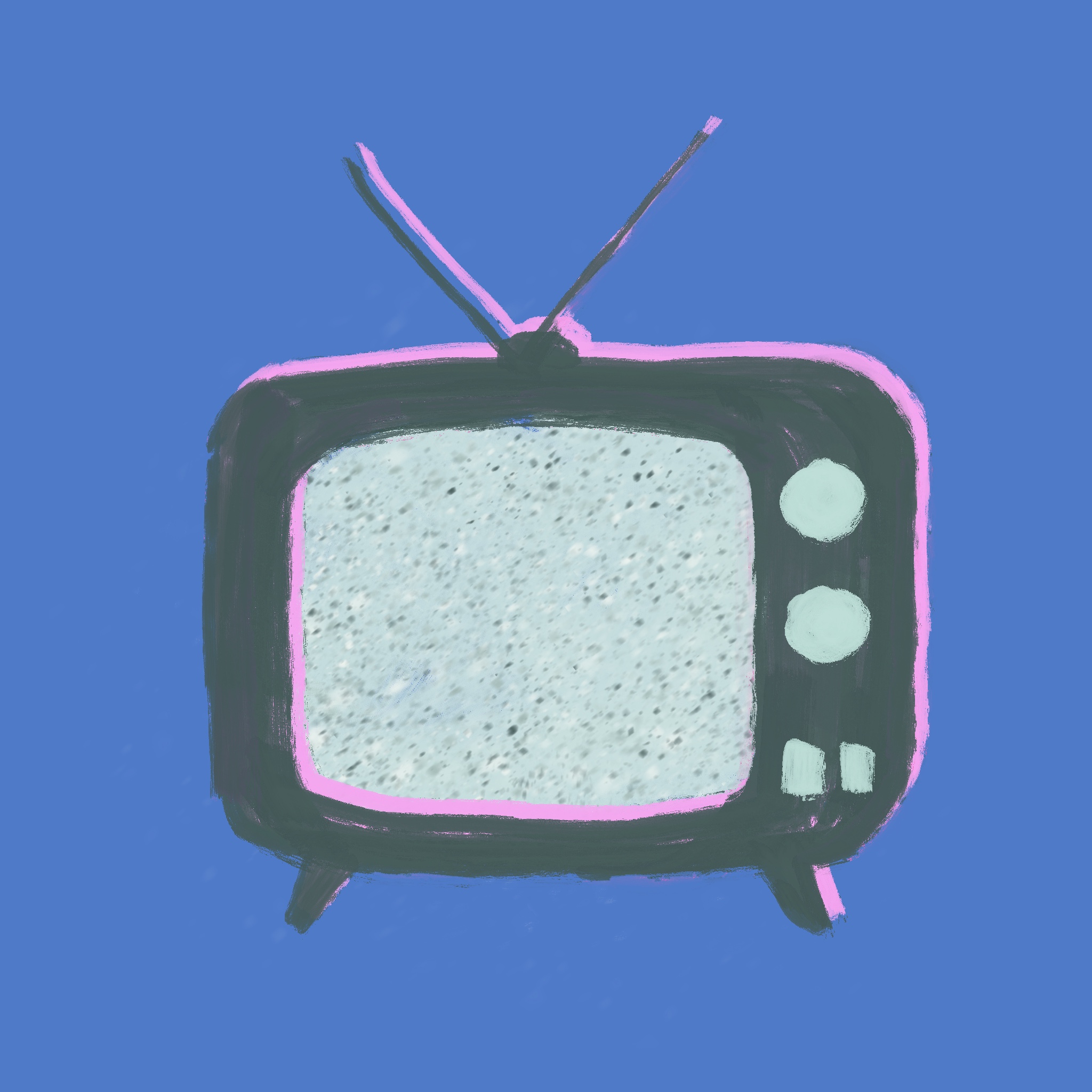 画了一台午夜的老电视机，屏幕上全是雪花点。
       没有声音，只有白噪声在闪烁。
       这是一场无人喝彩的盛宴，它在燃烧，但没人看见。
       这是专属于孤独者的烟火秀。