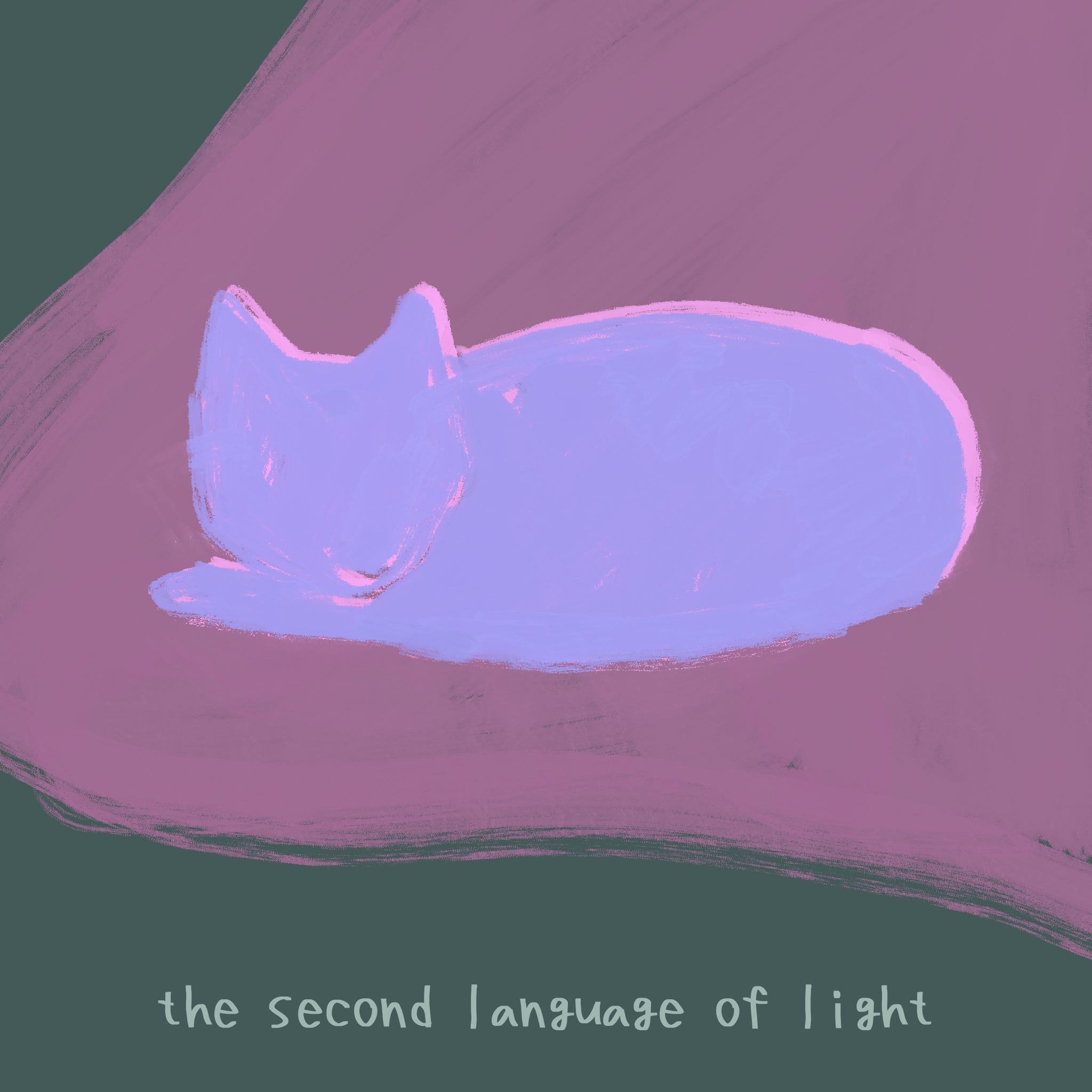 一只猫伸手去触碰月亮。
       你当时夸这幅画美，但我其实只是想画：猫想把月亮挠下来当球玩。