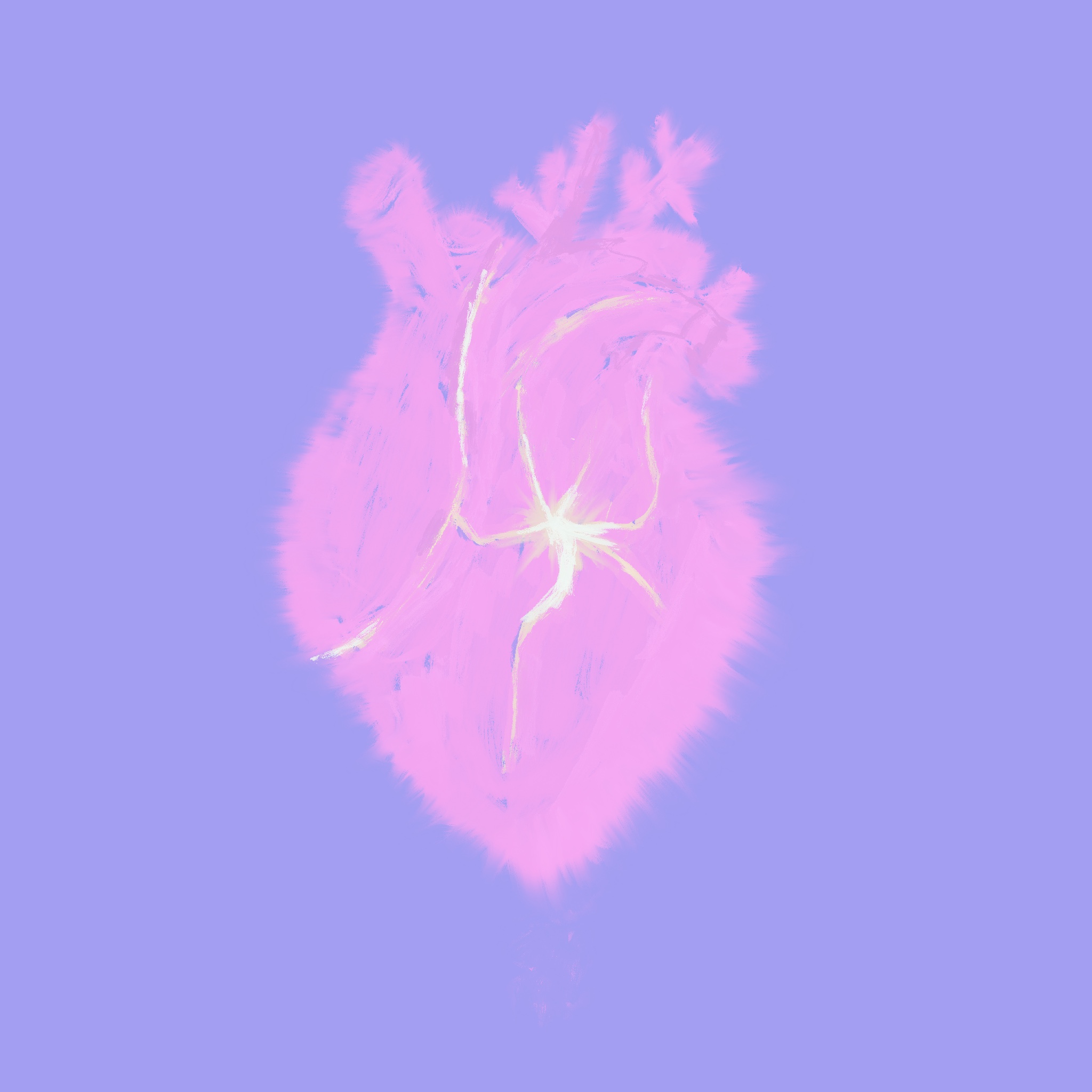 画了一颗发光的心脏。
       是爱让石头变软。