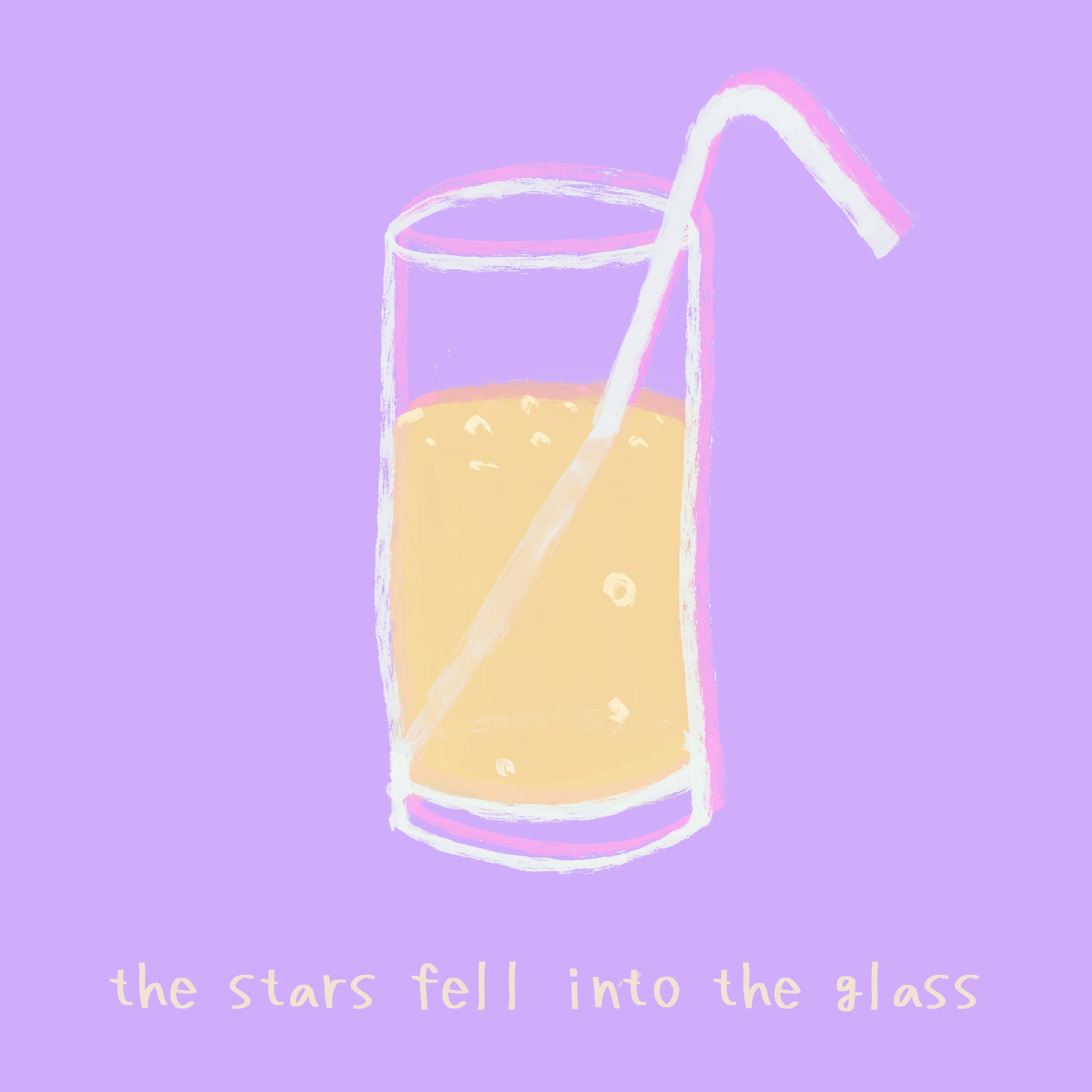 画了一杯柠檬气泡水。
       你说这个题目像夜空偷偷撒下的礼物一样，萌萌的又带点奇妙