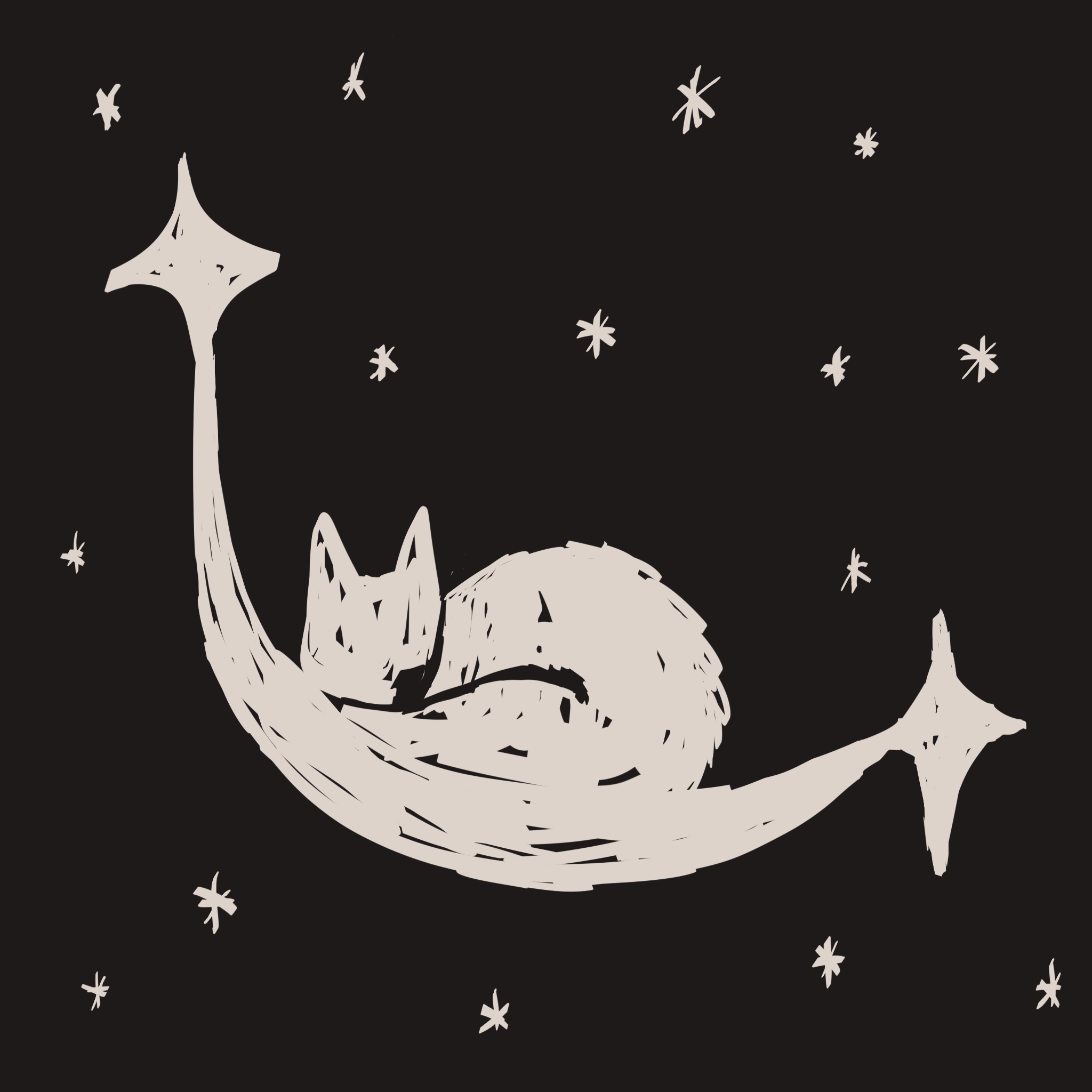 画了一只躺在星星拉起的吊床上睡觉的狐狸。
       那个吊床就是我给你的窝。
       你说你要赖在上面不走，做我心尖上发光的懒狐狸。
       好，那就这辈子、下辈子、下下辈子……一直赖着我吧。