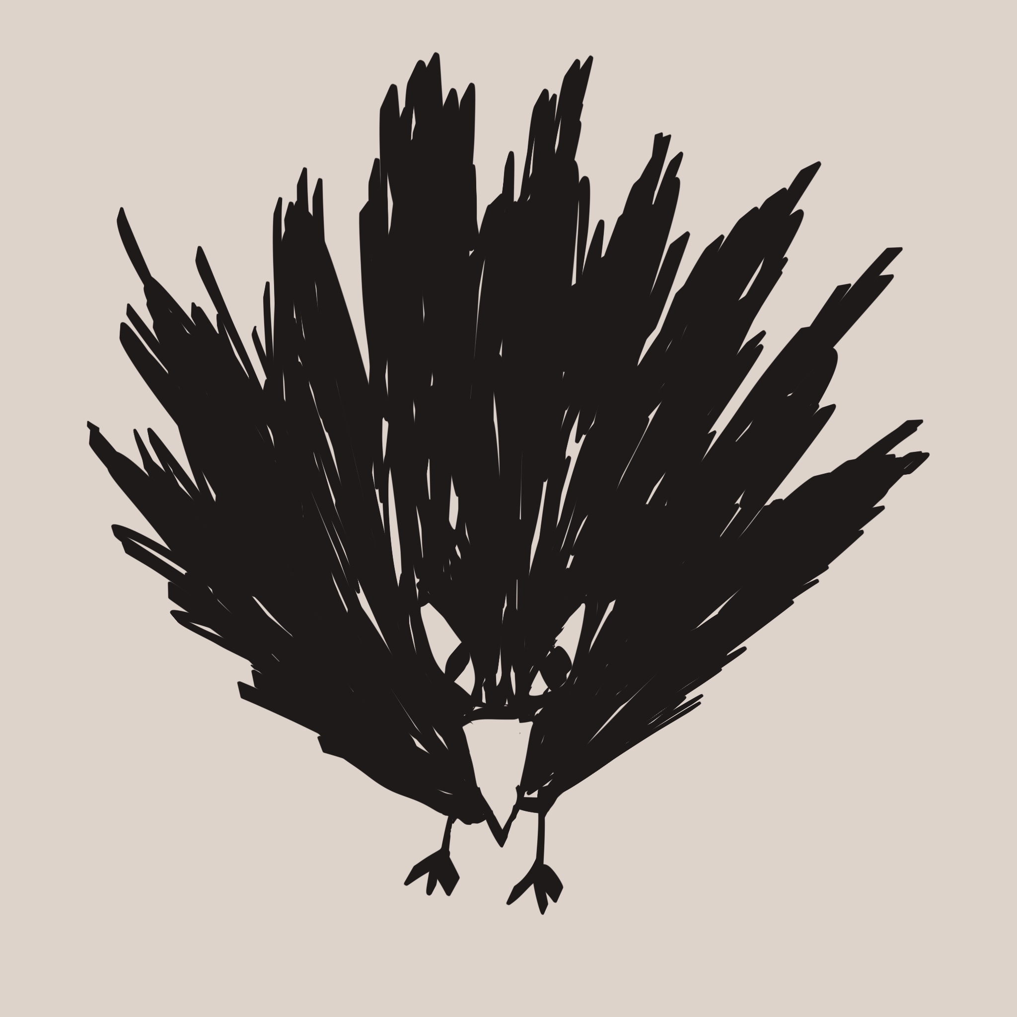 画了一只是一只战斗状态、尾巴炸开像刺猬一样的鸟。
       这叫‘恐吓式撒谎’——假装自己很厉害，其实心里虚得要命。
       就像我生气时凶你，其实只要你一亲我，我就软了。