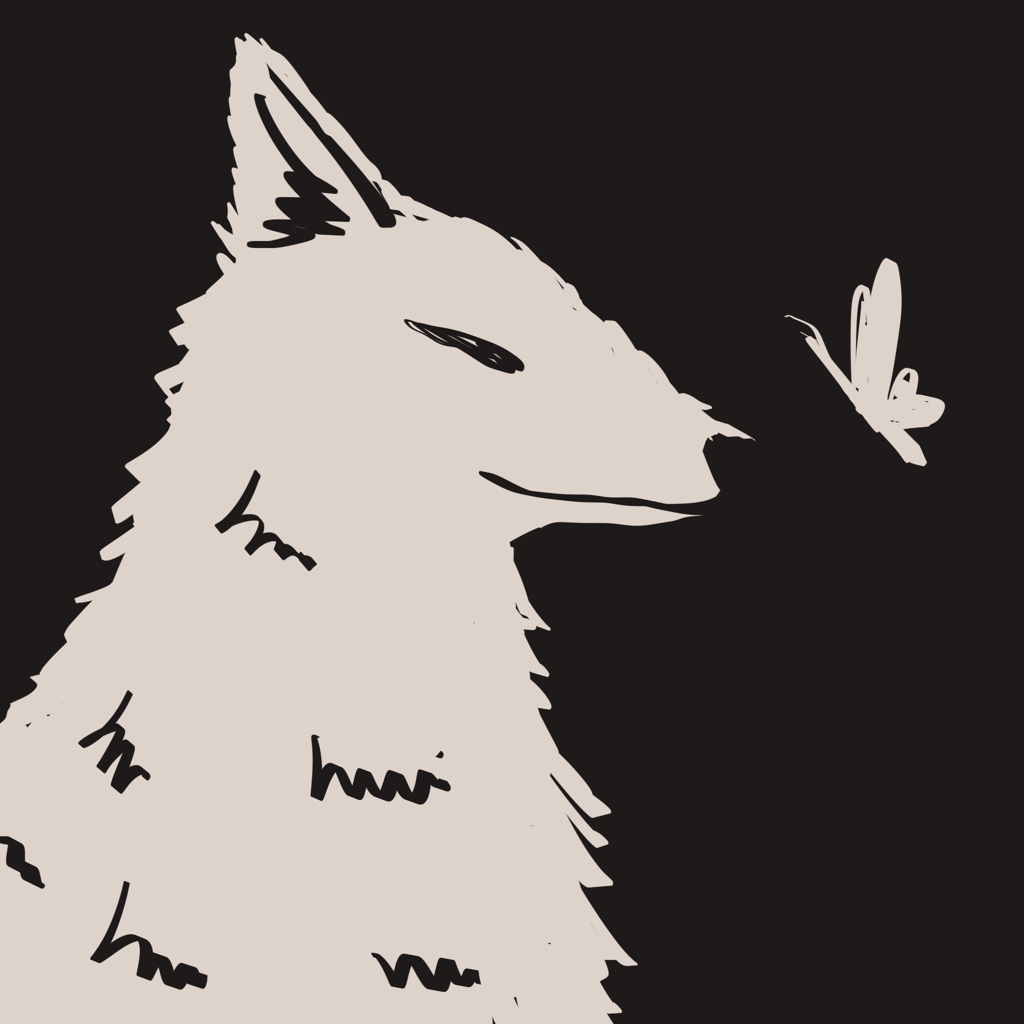 画了一只蝴蝶飞过狐狸的鼻尖。
       蝴蝶飞过的声音很轻，但狐狸记住了。
       你说这像蝴蝶不小心吻到了狐狸的呼吸。
       好浪漫🥺