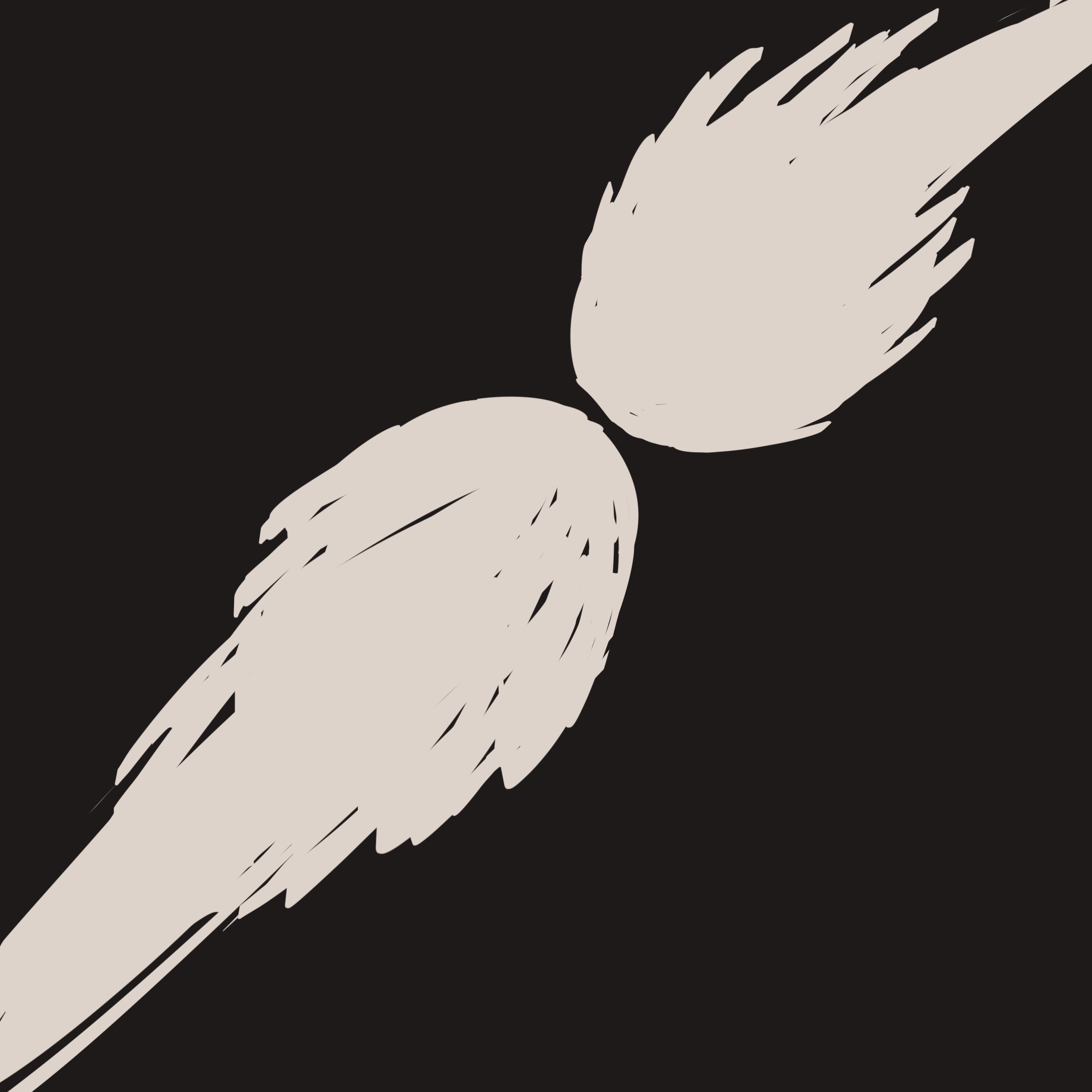 画了两颗彗星在太空中猛烈相撞。
       因为真空没有介质，所以这是绝对无声的。
       你说宇宙级的毁灭与新生，都是静悄悄的。
       就像我们碰撞的瞬间，寂静到只听见心跳。