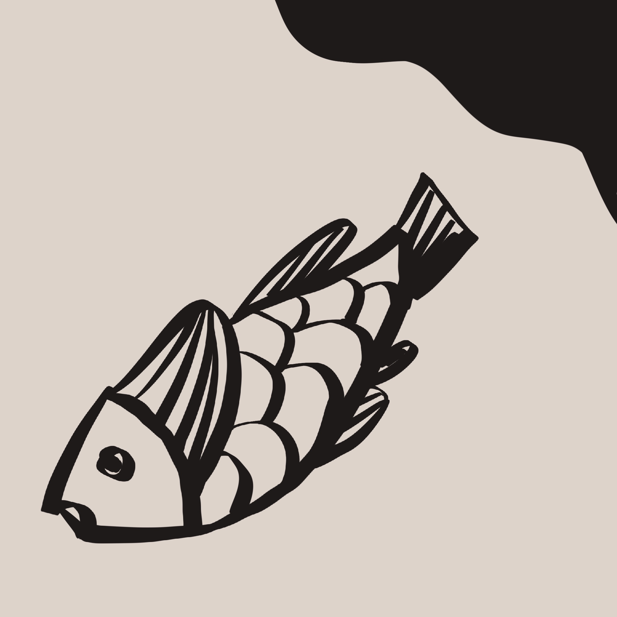 画了一条在岸上搁浅、无法呼吸的鱼。
       这是在隐喻音乐节简易厕所里的我，必须深吸一口气然后屏住呼吸。
       你说那是文明的终点，并把这幅画命名为《气体的记忆》，副标题是：献给在音乐节厕所门口排队的所有女性勇士。