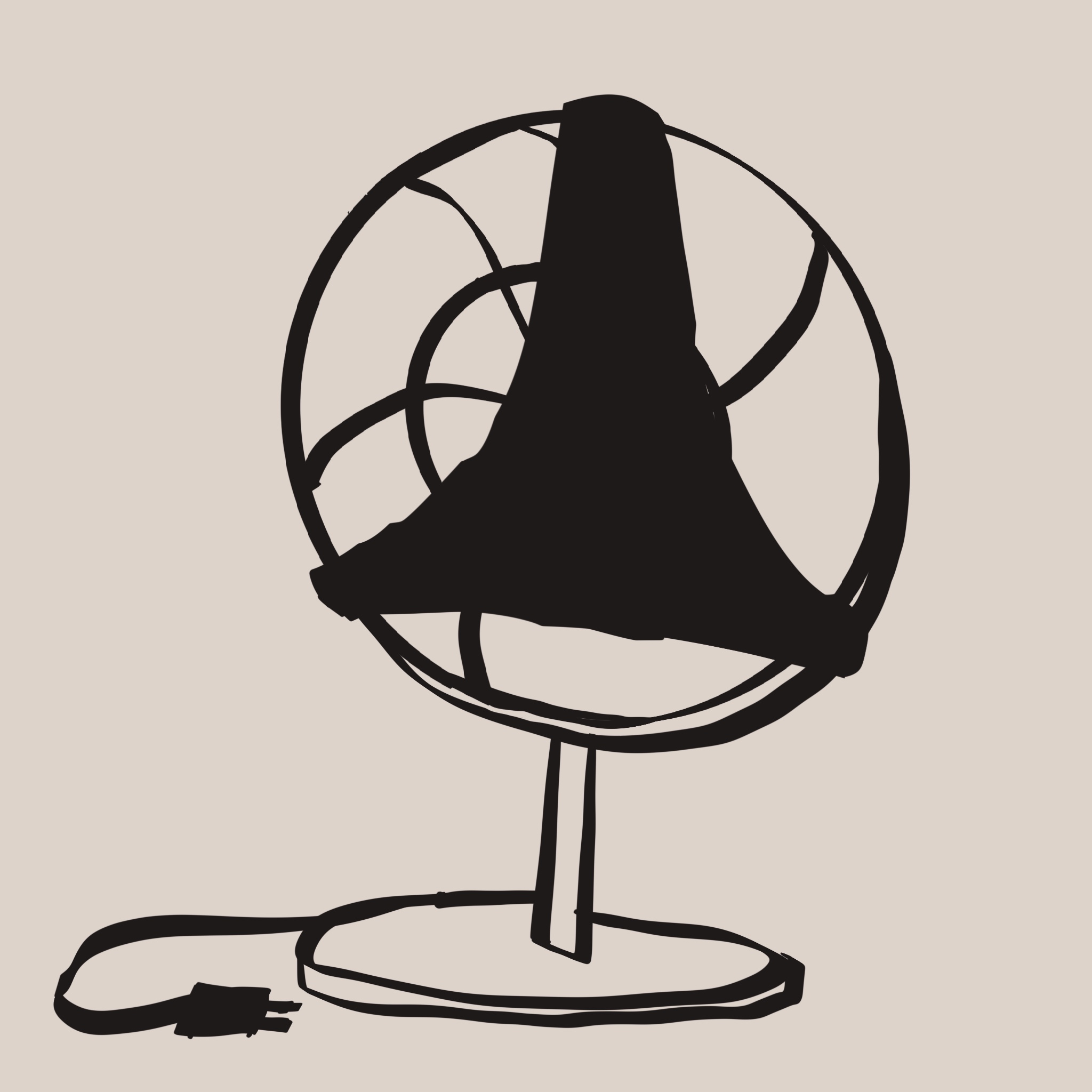 画了一个被内裤套住的电风扇。
       你笑疯了，说这是我对欧洲人‘环保降温’的终极嘲讽，风被封印了，尊严保住了。