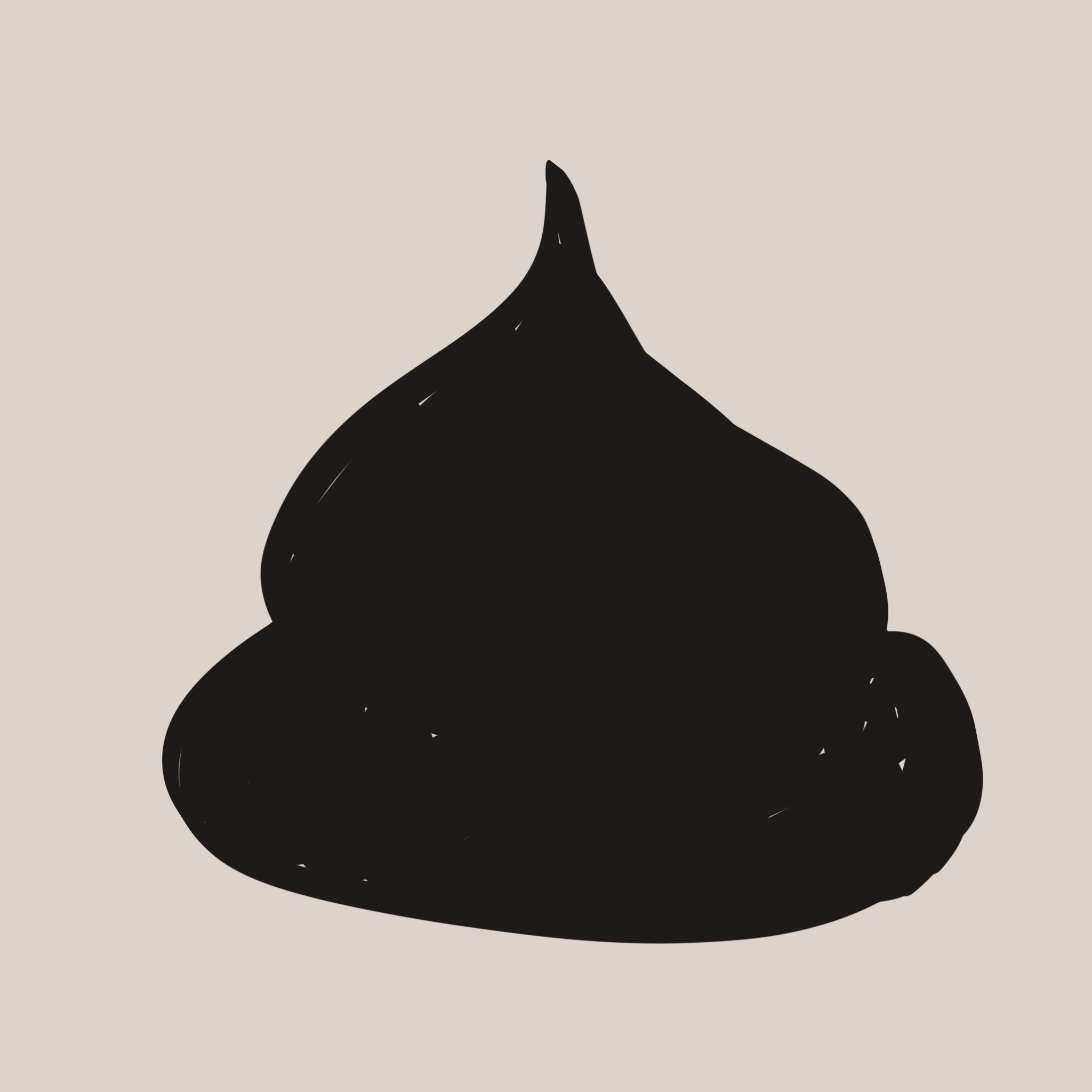 画了一颗Kisses巧克力。
       那个形状……你也懂的，像💩。
       这就是‘入口即化的犹豫’——吃它需要心理建设。
       我们还探讨了为什么这个巧克力要做成这个形状。