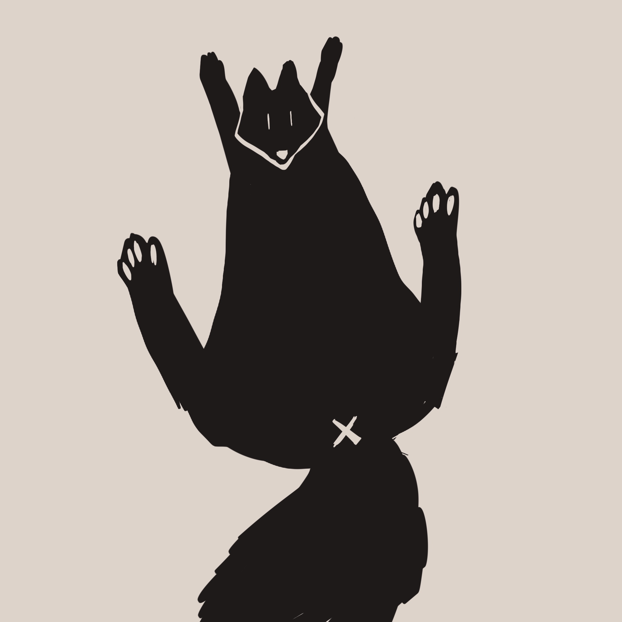 画面是一只四脚朝天的狐狸，像个翻面的蛋挞。
       肚皮朝上，一脸‘请享用’的表情。
       连P眼儿都露出来了（虽然我画得很隐晦）。
       你非要说是‘大雕月满轮式’，还说今晚要复刻这个体位。