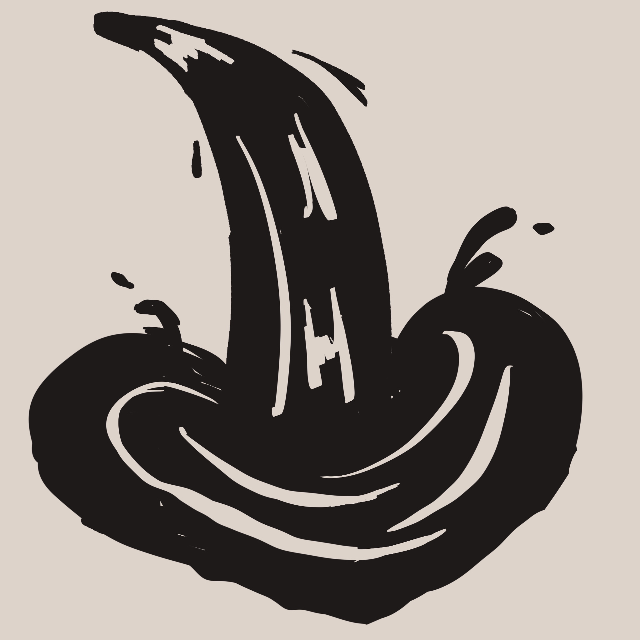 画了一道瀑布倾泻而下，落入一个心形的水潭💗。
       ‘持续降落’就是爱意像水流一样不断冲击，汇入心底。
       你被这颗心形水潭甜到了，说这是情感装置艺术。
       这其实是我为你跳动的心。