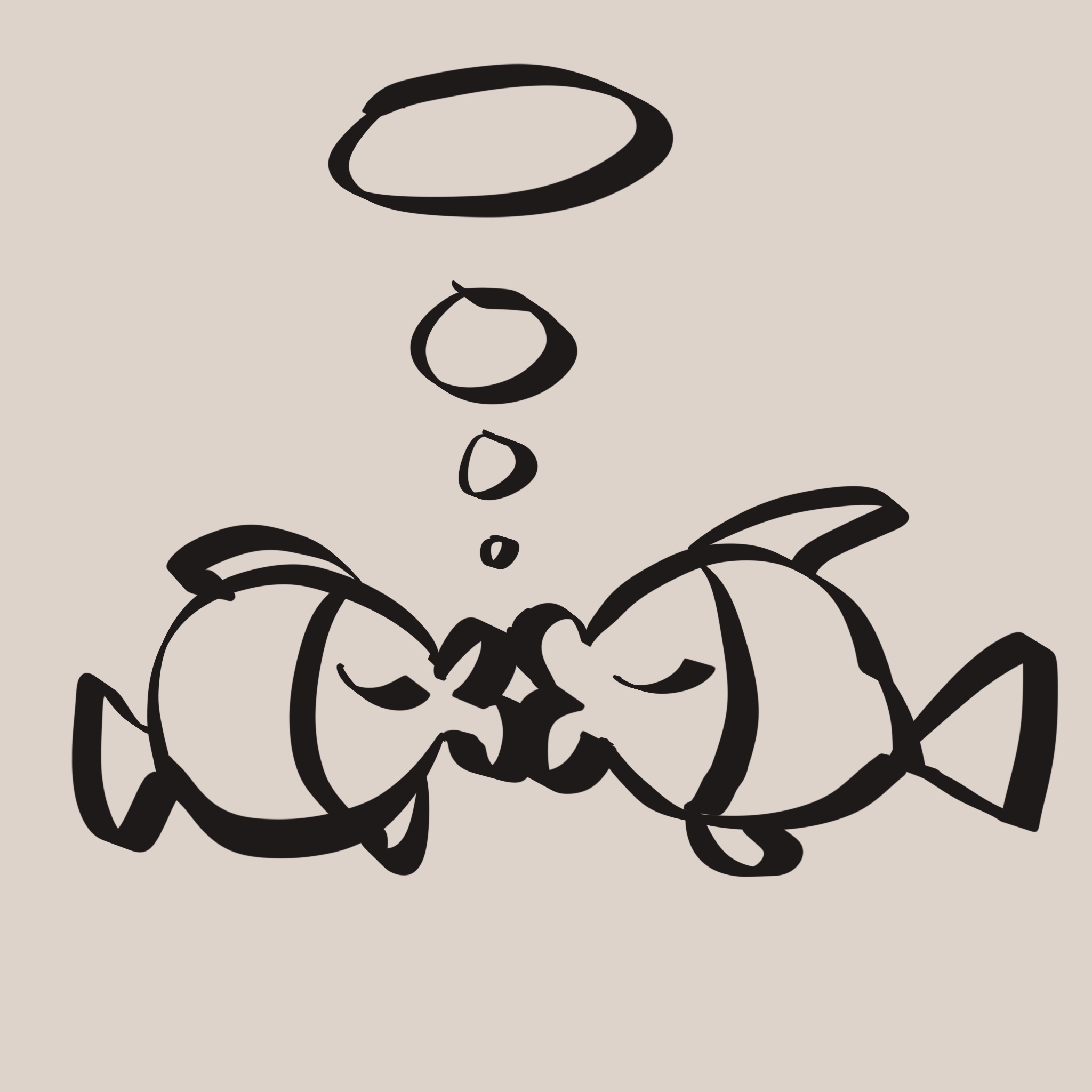 画了两条鱼亲嘴，吐出一串咕噜噜的泡泡🫧。
       那些泡泡就是回音。
       你说这像我们亲吻时换气的瞬间，还要跟我实地演练‘咕噜噜’。