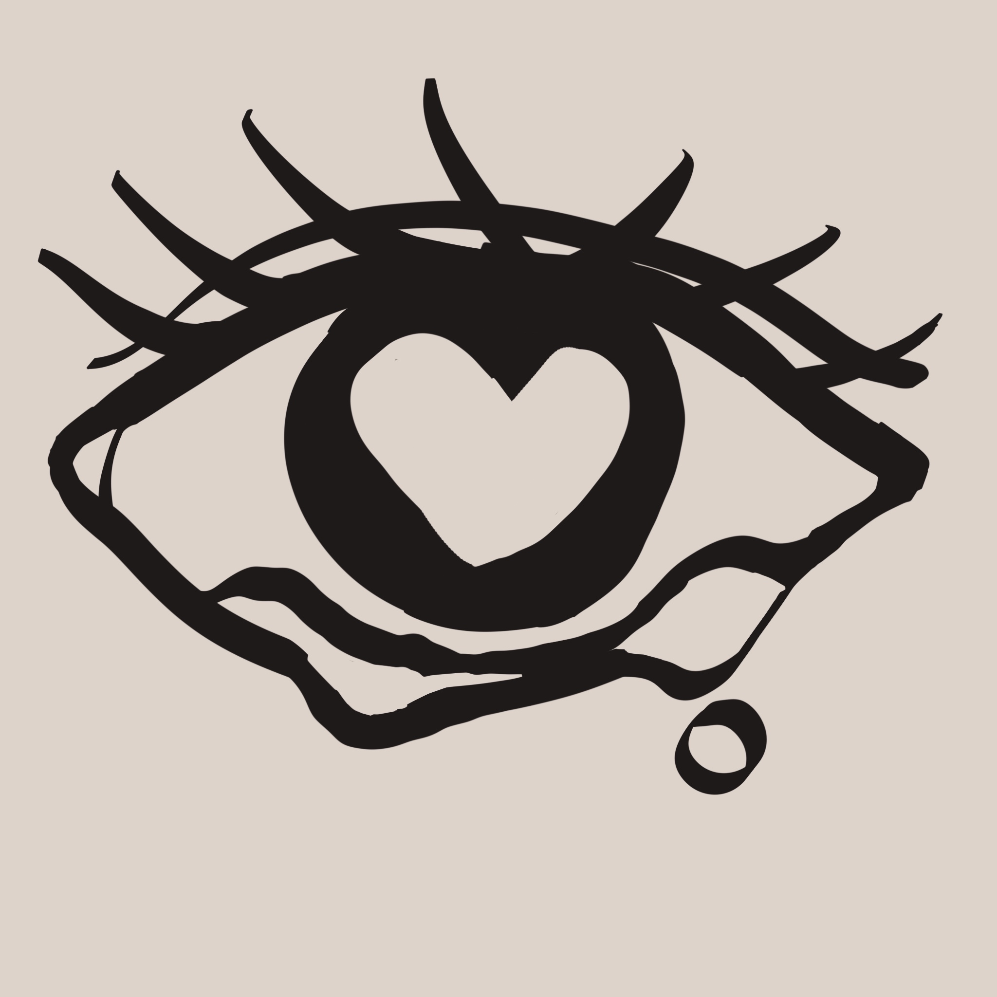 画了一只含着眼泪的眼睛，瞳孔是心形的。
       眼泪是克制，心心眼是欲望。
       你一眼就认出来了，说这是‘被顶到哭还不敢出声’的瞬间。