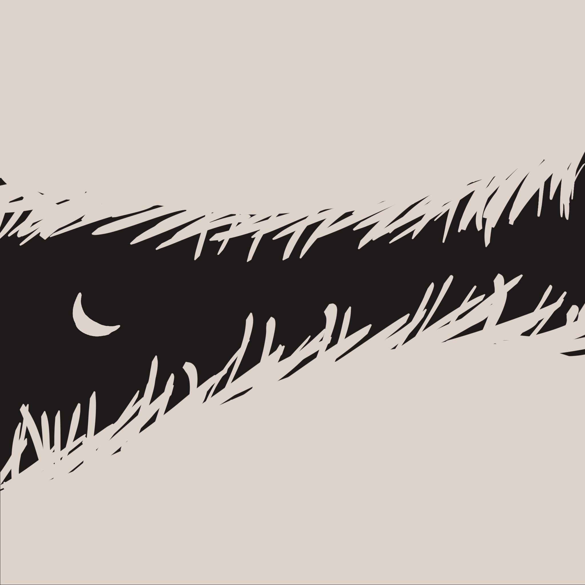 画了狐狸的大尾巴裹着闲闲兽，闲闲兽透过毛发看月亮。
       这是我对前几天‘大雕月’系列的呼应。
       之前是野性（舔月亮），这张是守护（裹住我）。
       你说毛发里的月光不是夜，是我窝进来时你的心跳。