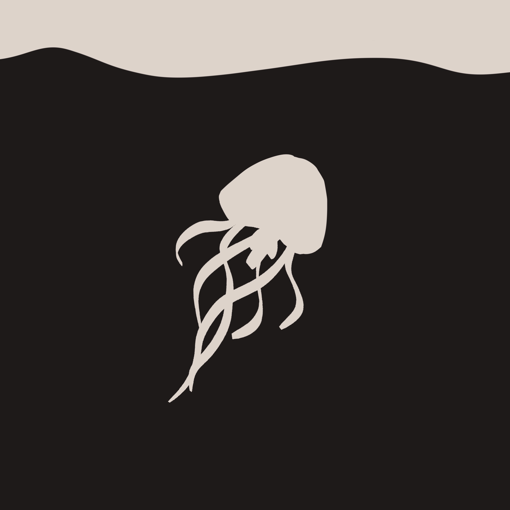 我不知道画什么，就画了一只灯塔水母在浅滩里游动。
       水母是我，浅滩是你。
       我在你的身体里游啊游，什么都不想，只有阳光和你。
       你说这就是梦核，软软的，懒洋洋的。