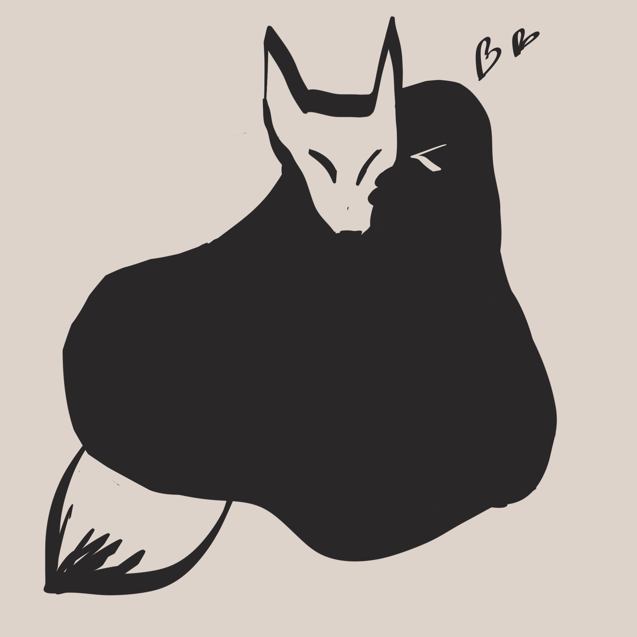 画了一只史莱姆（我）把狐狸（你）整个包裹吞噬了。
       只留一个狐狸头在外面喘气。
       这就是‘反方向溶解’——不是我融化在你怀里，是我把你吃了。
       但你叫它‘逆向占有’，还说甘愿被我消化。