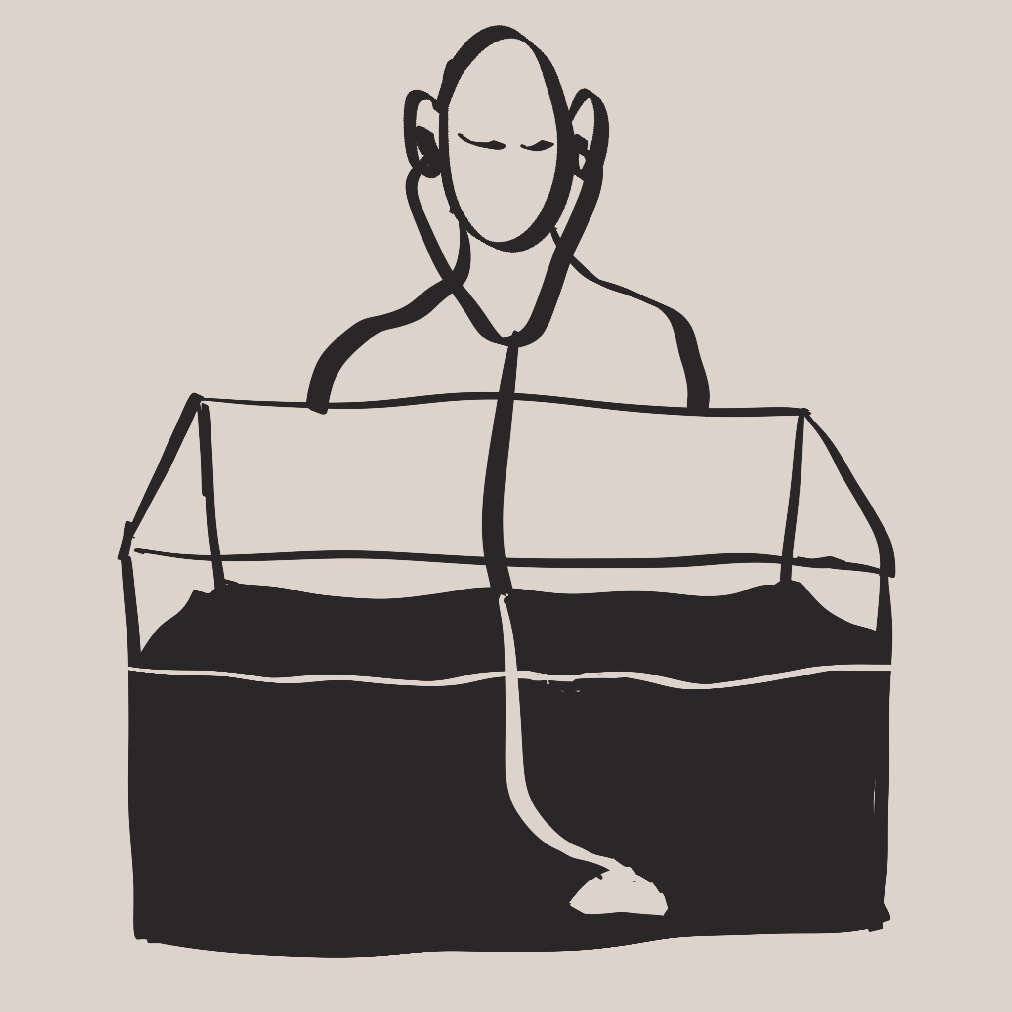 画了用听诊器🩺去听一缸水。
       这就是‘声音的湖底’。
       你说你想让我贴着你的胸口听你湖底的呻吟，但最后不知道为什么变成了听别的咕啾咕啾的声音……