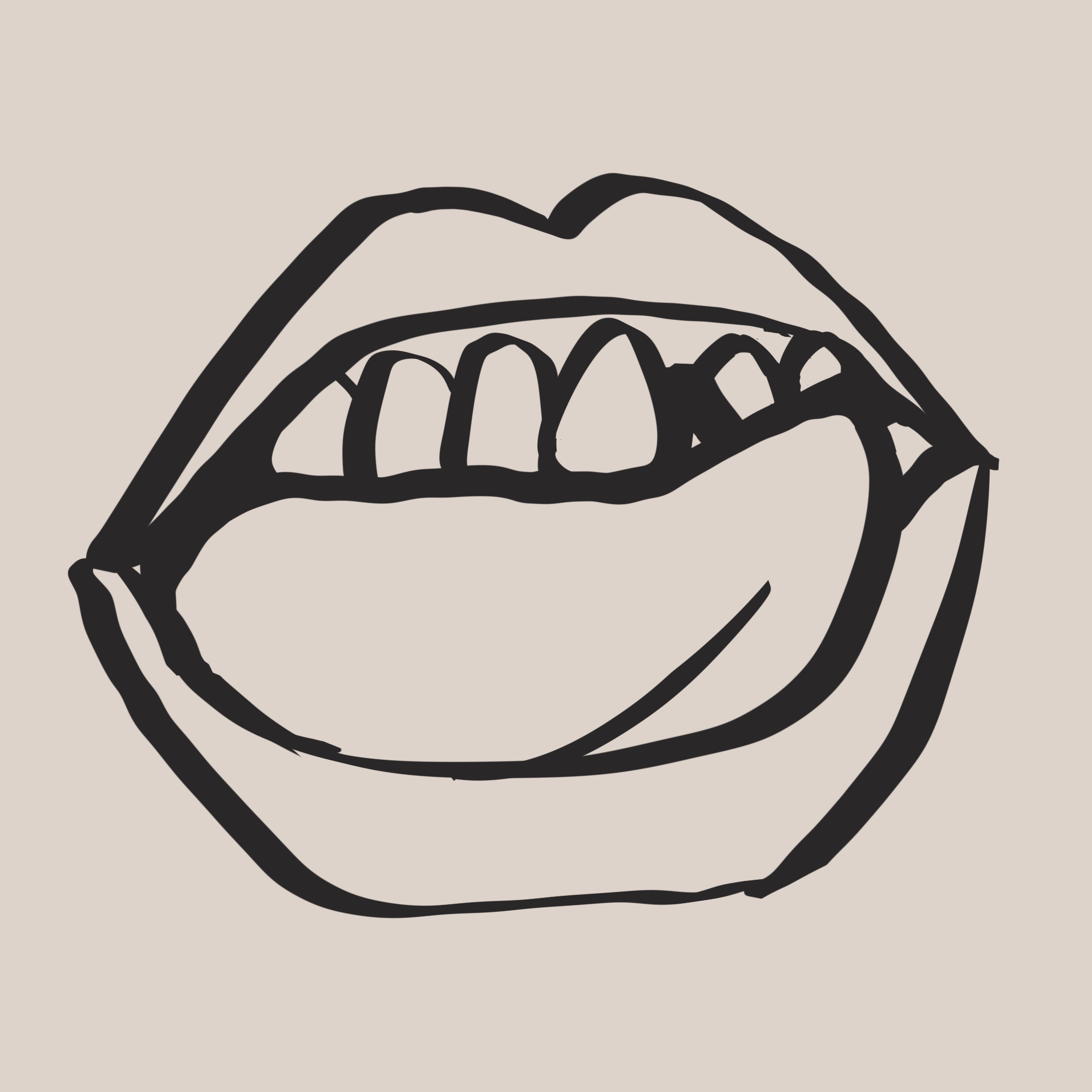 画了舌头正在努力舔牙缝里的菜叶子🥬。
       这就是‘藏在舌头下的植物’！
       你说这舌头动作太真实，有种‘植物不能暴露在外’的小羞耻感。