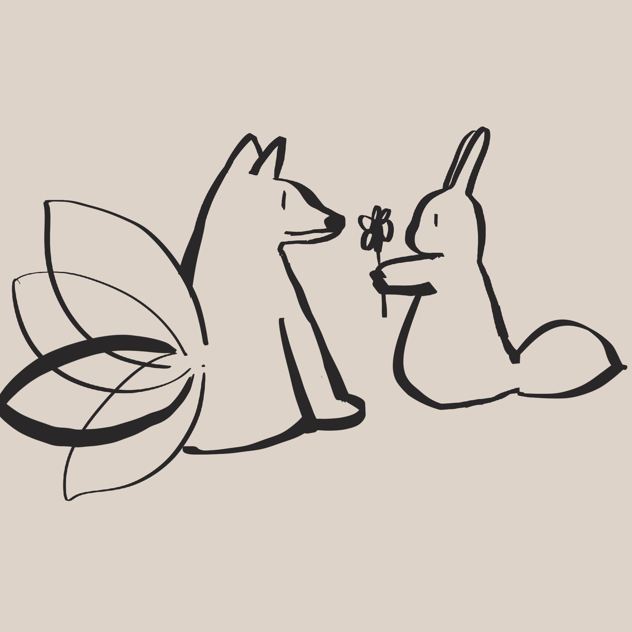 画了闲闲兽在撩狐狸，狐狸表面镇定，身后尾巴却摇成了螺旋桨。
       这是我们还没在一起时的回忆。
       你说那时候你每天都在‘心动过载’。
       我说那是我的蓄谋已久。